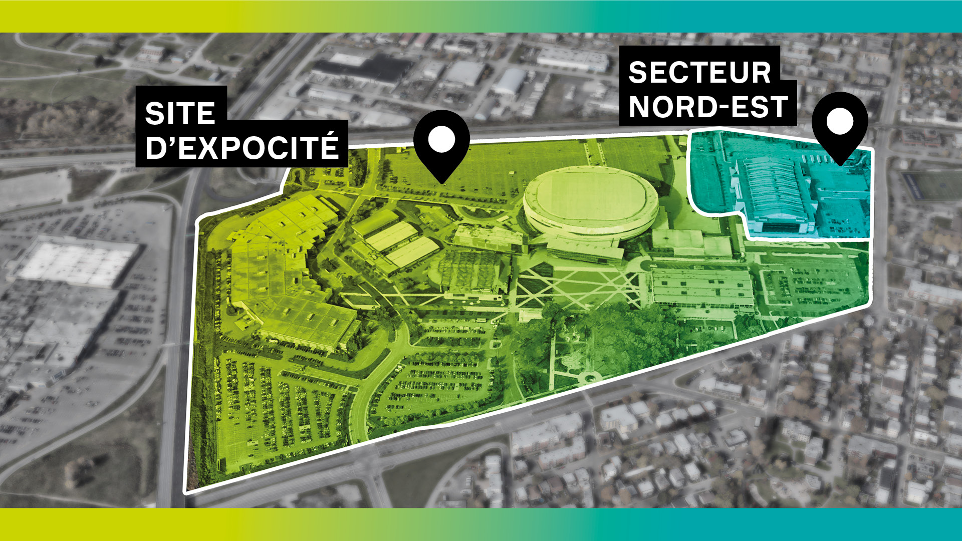 Secteur nord-est d'Expocité illustré